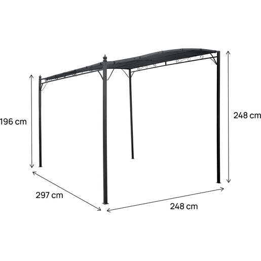 Pérgula metálica inclinada inclinada - 3 x 2,5 m - Cinza