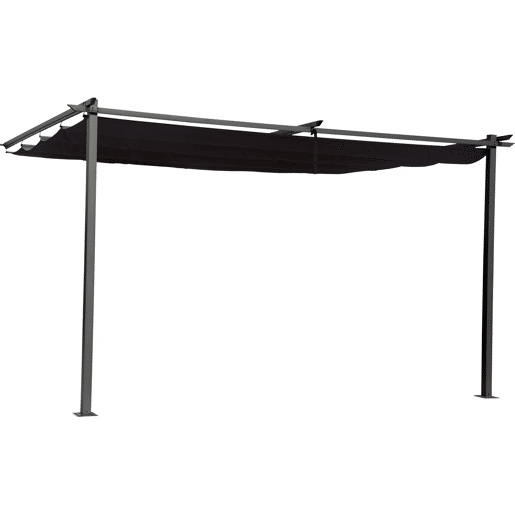 Pérgola inclinada com teto retrátil - 3 x 4 m - Cinza antracite