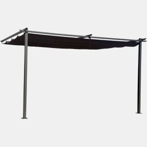 Pérgola inclinada com teto retrátil - 3 x 4 m - Cinza antracite