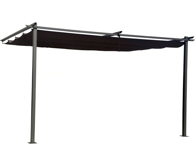 Pergola adossée avec toit rétractable - 3 x 4 m - gris anthracite