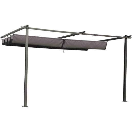 Pérgola inclinada com teto retrátil - 3 x 4 m - Cinza antracite