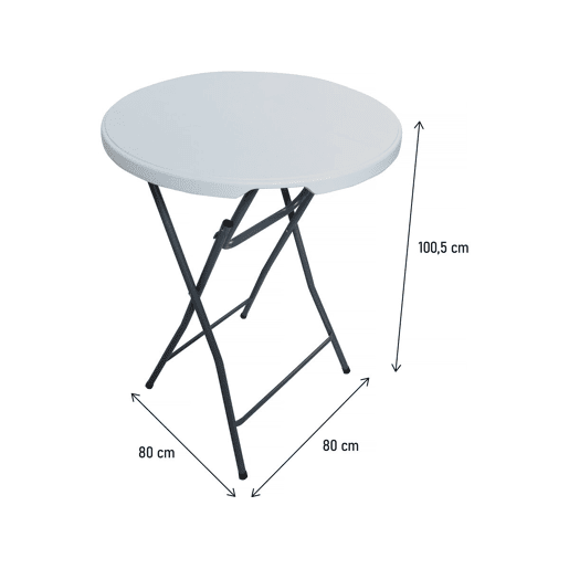 Mesa alta dobrável de plástico Ø 80 cm Lili - branco