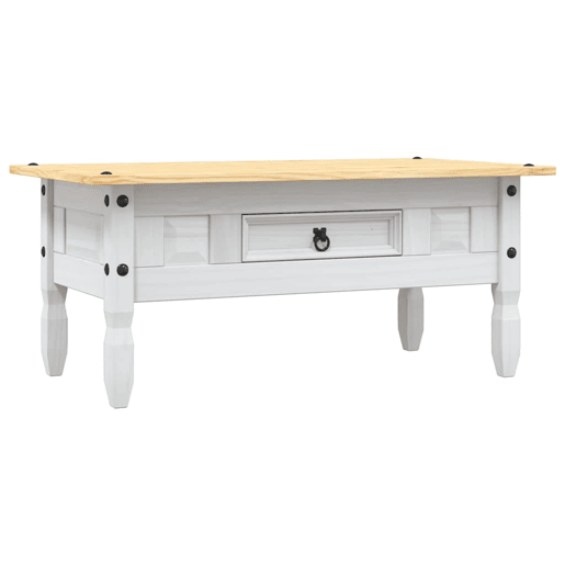 Mesa de Centro, Mesa baixa, Corona pinho mexicano 100x55x44 cm branco