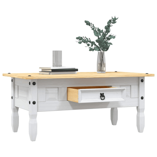 Mesa de Centro, Mesa baixa, Corona pinho mexicano 100x55x44 cm branco