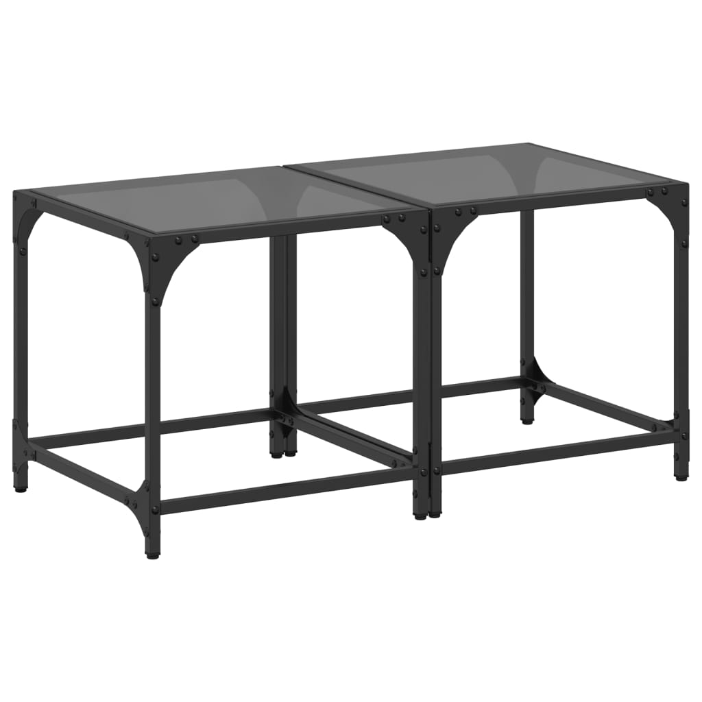 2 uds Mesas de Centro - Mesas de Café 40x40 Negro