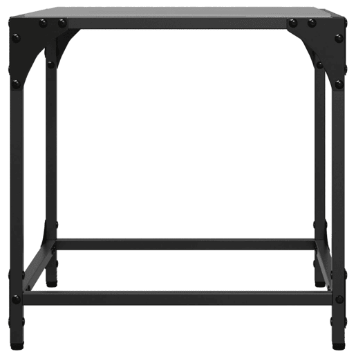2pcs Mesas de centro, Mesas baixas c topo em vidro preto 40x40x40 cm aço