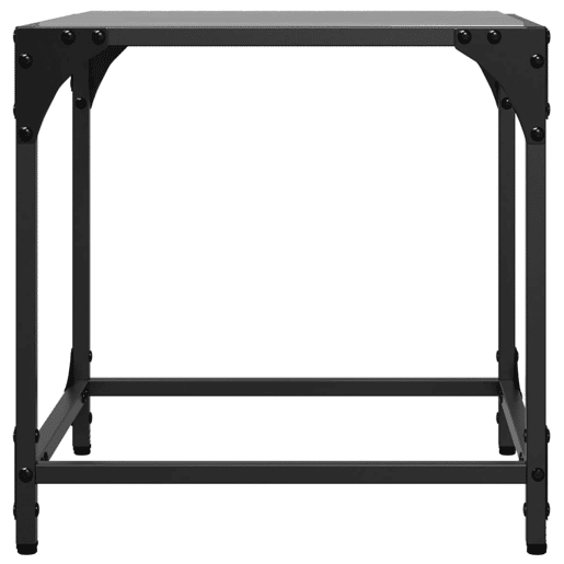 2pcs Mesas de centro, Mesas baixas c topo em vidro preto 40x40x40 cm aço