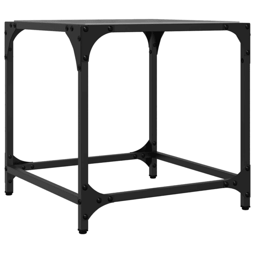 2pcs Mesas de centro, Mesas baixas c topo em vidro preto 40x40x40 cm aço