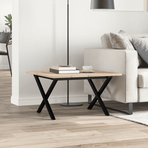 Mesa de Centro, Mesa baixa, estrutura em X 60x60x40 cm pinho e aço