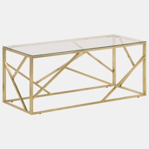 Mesa de Centro, Mesa baixa, aço inoxidável e vidro temperado dourado