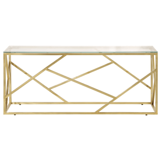 Mesa de Centro, Mesa baixa, aço inoxidável e vidro temperado dourado