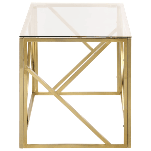 Mesa de Centro, Mesa baixa, aço inoxidável e vidro temperado dourado