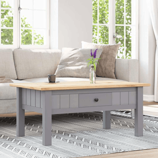 Mesa de Centro, Mesa baixa, 100x60x43,5 cm pinho maciço Panama cinzento