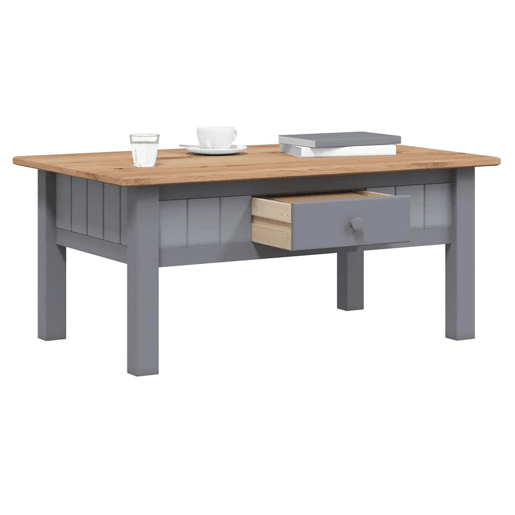 Mesa de Centro, Mesa baixa, 100x60x43,5 cm pinho maciço Panama cinzento