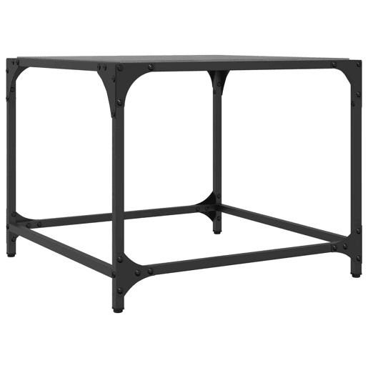 2pcs Mesas de centro, Mesas baixas c topo em vidro preto 50x50x40 cm aço