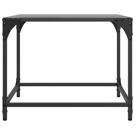 2pcs Mesas de centro, Mesas baixas c topo em vidro preto 50x50x40 cm aço