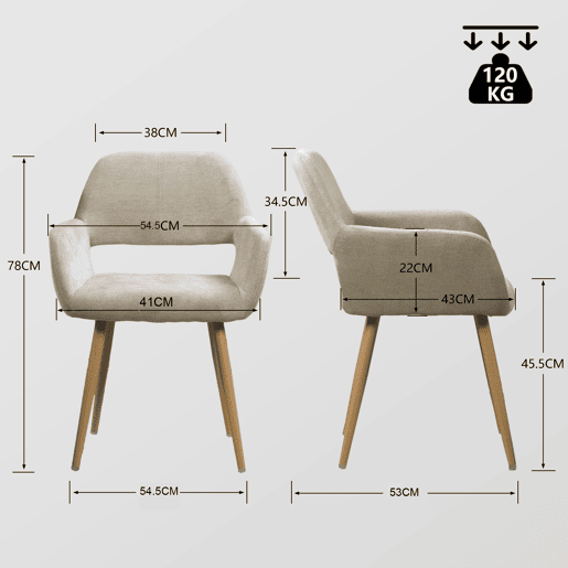 MEUBLES COSY Conjunto de Mesa e 4 Cadeiras de Jantar Jogo de Mesa Redonda de MDF de 80cm e 4 Cadeiras Estofadas de Estilo Nórdico, CarvalhoVison
