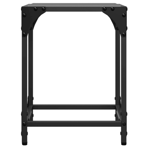 2pcs Mesas de centro, Mesas baixas c topo em vidro preto 30x30x40 cm aço