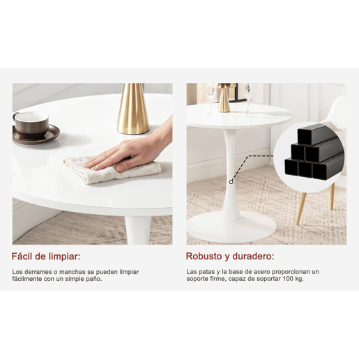 Conjunto de Mesa e 2 Cadeiras de Jantar Jogo de Mesa Redonda de MDF de 80cm e 2 Cadeiras Estofadas de Estilo Nórdico Moderno para Sala Cozinha Varanda Poupança de Espaço Sortido