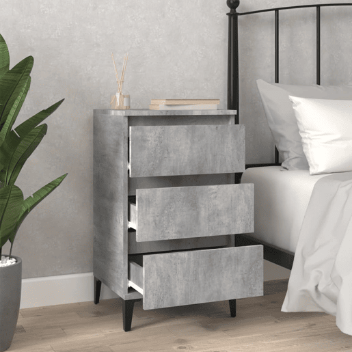 Soluna Home - Mesas de cabeceira Madeira trabalhada e metal 40 x 35 x 70 cm