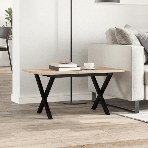 Mesa de Centro, Mesa baixa, estrutura em X 80x50x40 cm pinho e aço