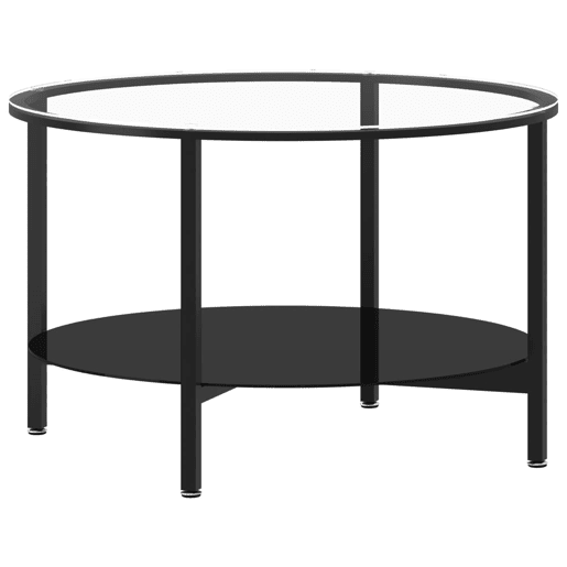 Mesa de Centro, Mesa baixa 70 cm vidro temperado preto e transparente Mesa de Centro, Mesa baixa 70 cm vidro temperado preto e transparente