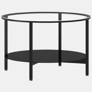 Mesa de Centro, Mesa baixa 70 cm vidro temperado preto e transparente