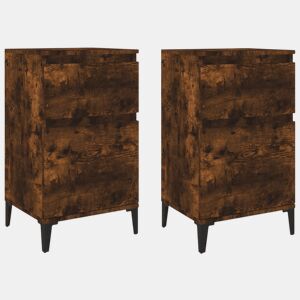Soluna Home - Mesas de cabeceira Madeira trabalhada e metal 2 piezas 40 x 35 x 70 cm