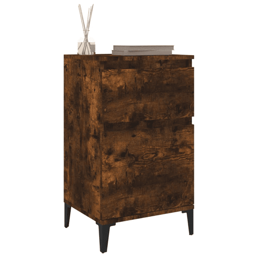 Soluna Home - Mesas de cabeceira Madeira trabalhada e metal 2 piezas 40 x 35 x 70 cm
