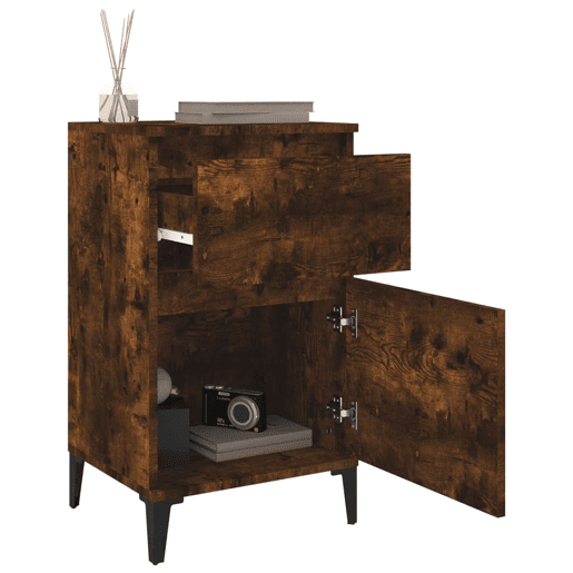 Soluna Home - Mesas de cabeceira Madeira trabalhada e metal 2 piezas 40 x 35 x 70 cm