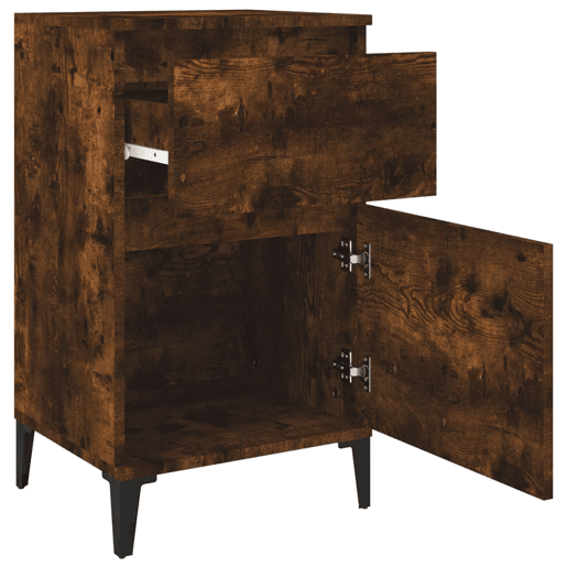 Soluna Home - Mesas de cabeceira Madeira trabalhada e metal 2 piezas 40 x 35 x 70 cm