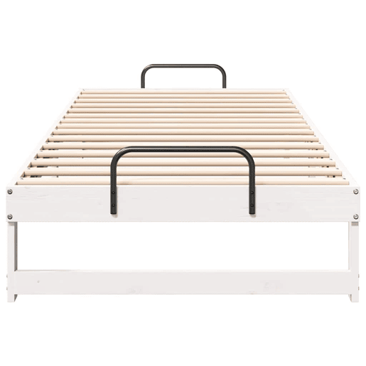 Estrutura de cama de solteiro para adultos - Branco 90 x 220 cm Madeira de Pinheiro Sólida