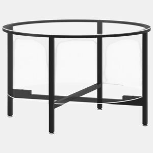 Mesa de Centro, Mesa baixa 70 cm vidro temperado preto e transparente
