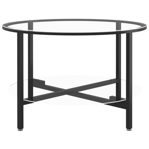 Mesa de Centro, Mesa baixa 70 cm vidro temperado preto e transparente