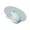 Mesa de Centro, Mesa baixa com tampo oval de vidro, branco brilhante