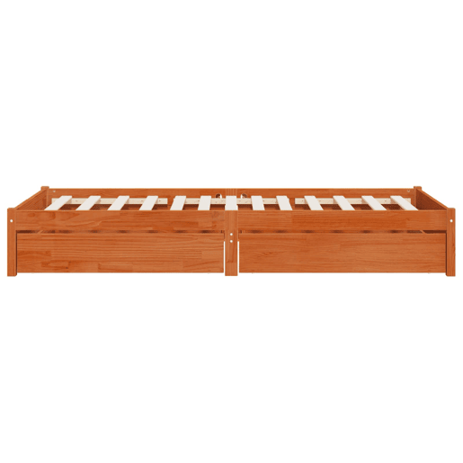 Estrutura de cama de solteiro para adultos com gaveta 3 pcs Marrom Cera Madeira de pinho