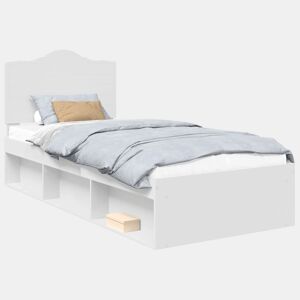 Estrutura de cama de solteiro para adultos com Cabeceira - Branco 100 x 200 cm