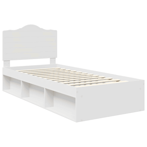 Estrutura de cama de solteiro para adultos com Cabeceira - Branco 100 x 200 cm