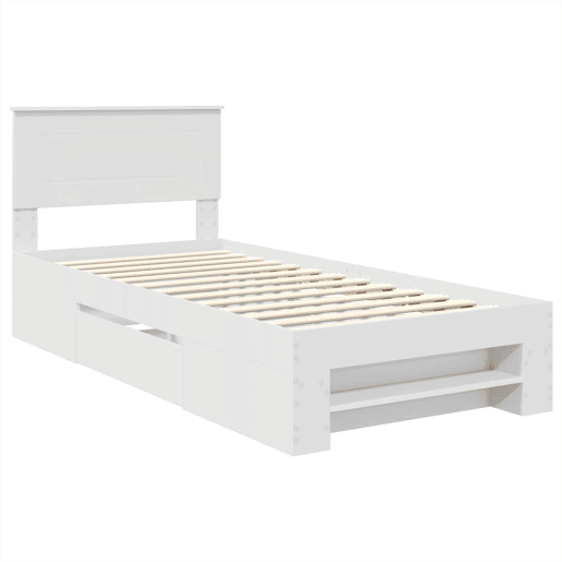 Estrutura de cama de solteiro para adultos - Branco 80 x 200 cm Madeira processada
