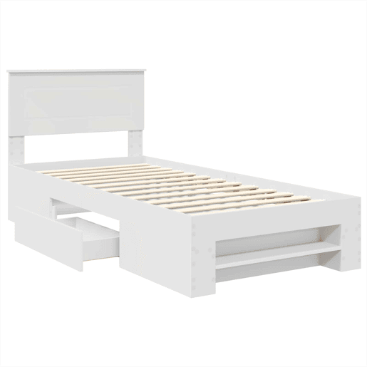 Estrutura de cama de solteiro para adultos - Branco 80 x 200 cm Madeira processada