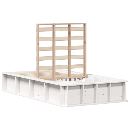 Estrutura de cama de solteiro para adultos - Branco 90 x 190 cm Madeira de Pinheiro Sólida