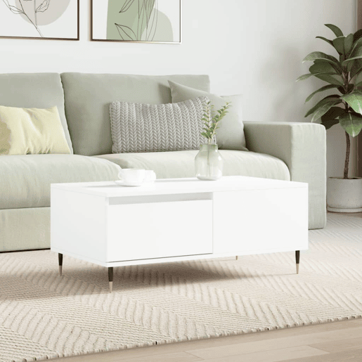 Mesa de Centro, Mesa baixa, 90x50x36,5 cm derivados de madeira branco