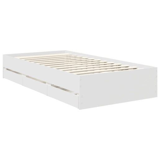 Estrutura de cama de solteiro para adultos - Branco 100 x 200 cm Madeira de Engenharia