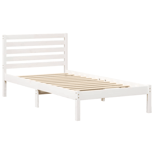 Estrutura de cama de solteiro para adultos - Branco 75 x 190 cm Madeira de Pinheiro Sólida