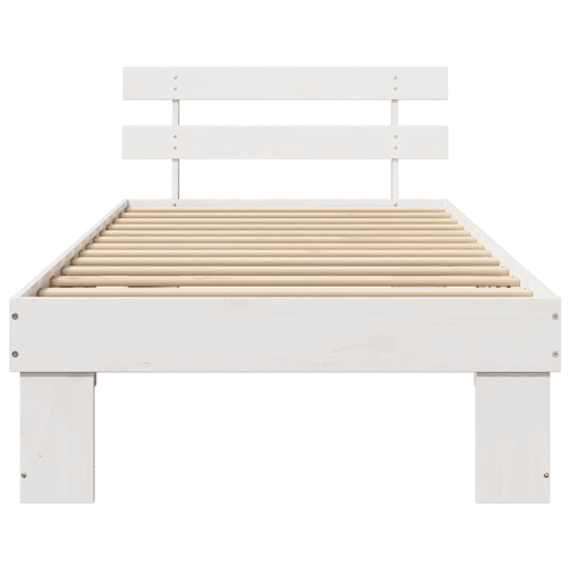 Estrutura de cama de solteiro para adultos - Branco 90 x 190 cm Madeira de Pinheiro Sólida