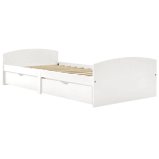Estrutura de cama de solteiro moderno com 2 gavetas 90x200 cm pinho maciço branco Estrutura de cama de solteiro moderno com 2 gavetas 90x200 cm pinho maciço branco