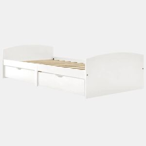 Estrutura de cama de solteiro moderno com 2 gavetas 90x200 cm pinho maciço branco