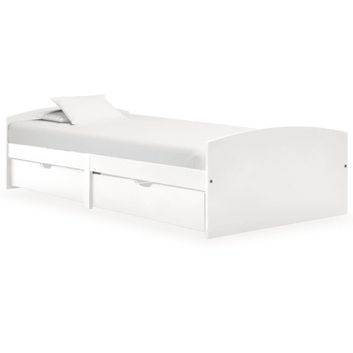 Estrutura de cama de solteiro moderno com 2 gavetas 90x200 cm pinho maciço branco Estrutura de cama de solteiro moderno com 2 gavetas 90x200 cm pinho maciço branco