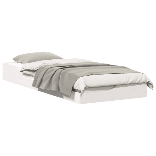 Estrutura de cama de solteiro para adultos - Branco 80 x 220 cm Madeira de Pinheiro Sólida