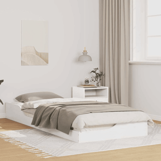 Estrutura de cama de solteiro para adultos - Branco 80 x 220 cm Madeira de Pinheiro Sólida